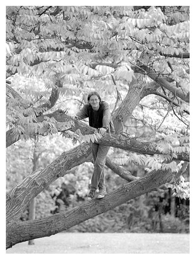 Tobi im Baum während des Abiumzuges 1996.