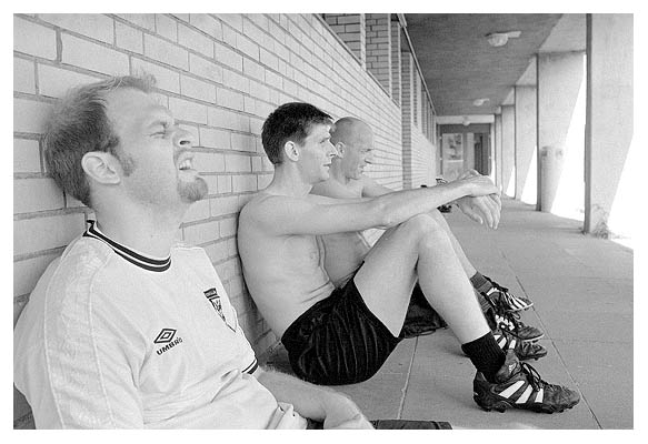 Jens, Mike und Dirk in der Pause. 2003.