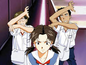 Kensuke, Hikari und Toji hatten einen Krankenbesuch geplant und entdecken die für einen Synchronkampf übenden Shinji und Asuka im Partnerlook.