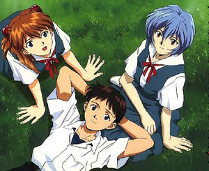 Asuka, Shinji und Rei.
